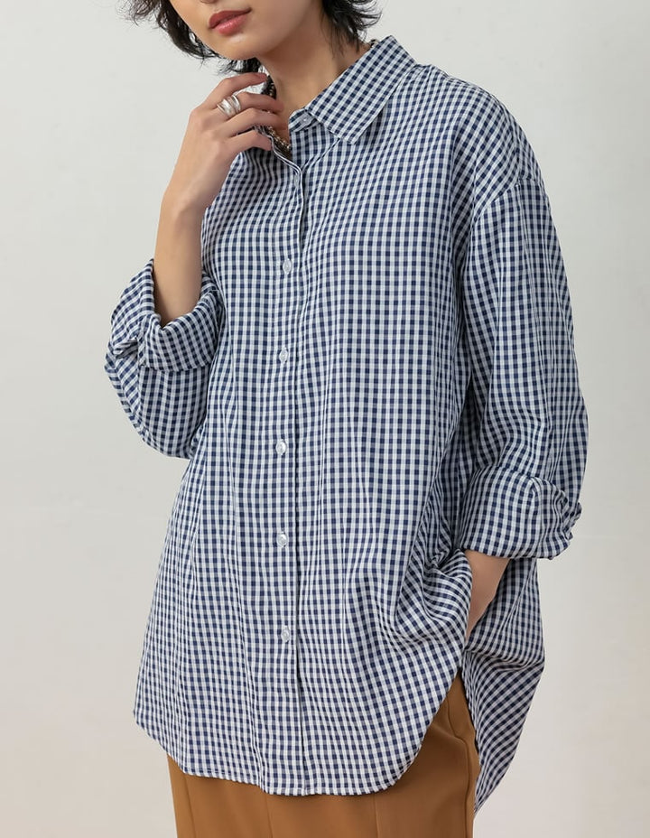 ギンガムチェックオーバーサイズシャツ トップス レディースファッション通販 リエディ