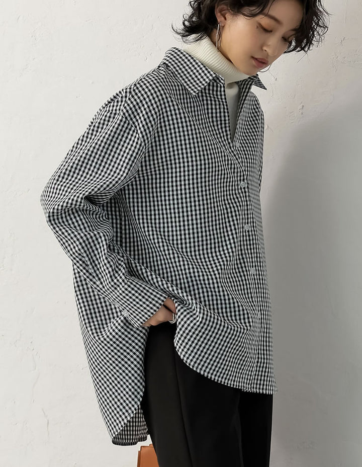 ギンガムチェックオーバーサイズシャツ トップス レディースファッション通販 リエディ