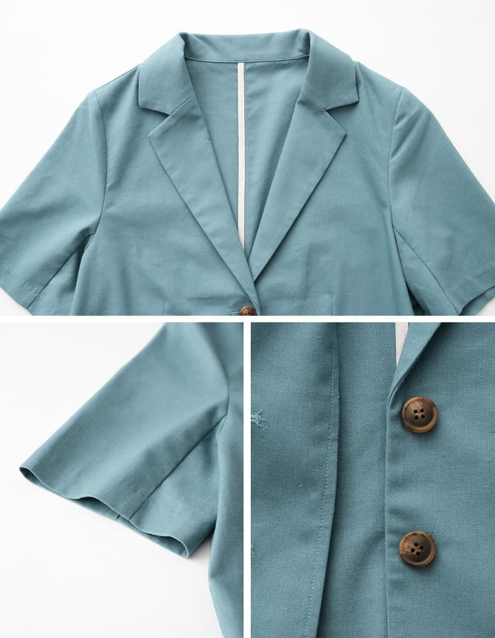 コットンリネン半袖ショート丈シャツジャケット ジャケット/アウター レディースファッション通販 リエディ