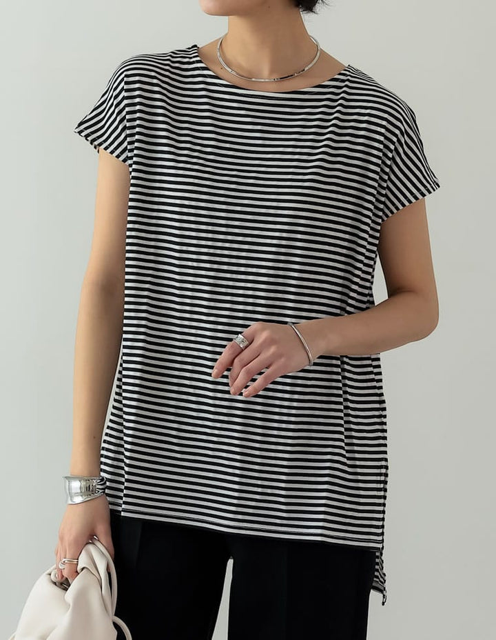 ボーダーフレンチスリーブチュニックTシャツ[mb] トップス レディースファッション通販 リエディ