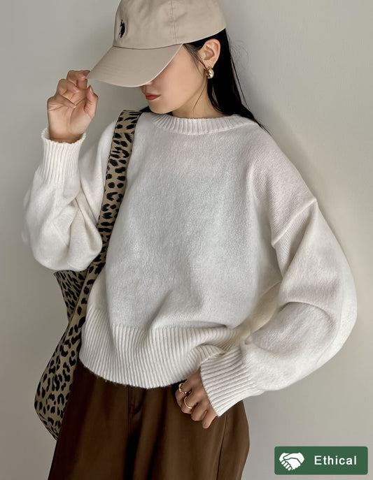 アルパカタッチクルーネックニットプルオーバー トップス 人気レディースファッション通販 リエディ