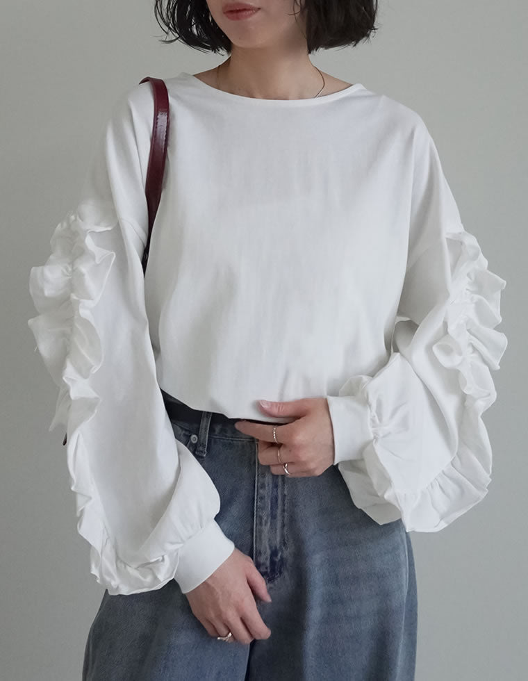 袖フリル長袖カットソー - トップス通販 | 人気レディースファッション