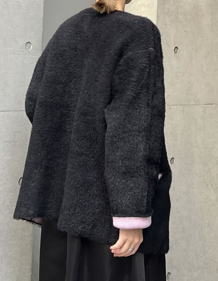 ラメ配色ノーカラーニットコート ジャケット/アウター レディースファッション通販 リエディ
