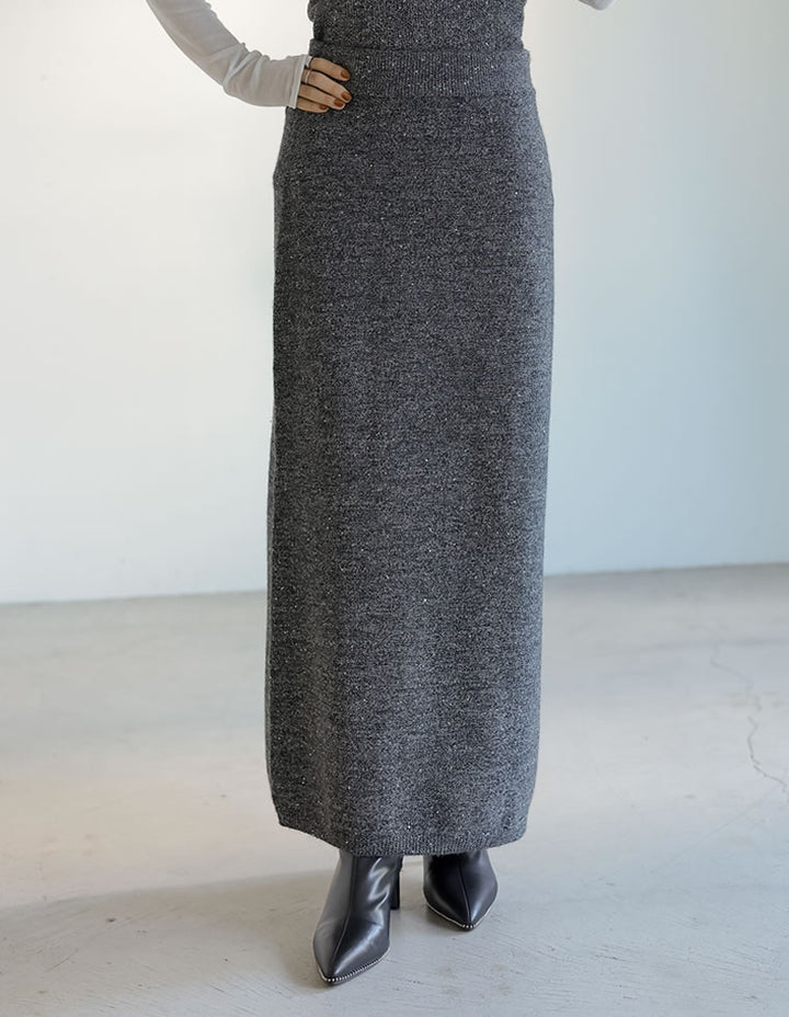[低身長サイズ有]スパンコールラメミックスニットナロースカート スカート レディースファッション通販 リエディ