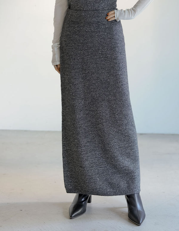 [低身長サイズ有]スパンコールラメミックスニットナロースカート スカート レディースファッション通販 リエディ