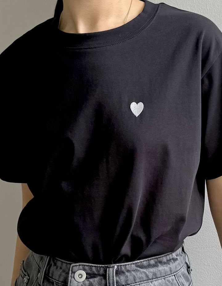 【特別価格！500円OFF】[2024SS COLLECTION][接触冷感][UVカット]ハートワンポイント刺繍Tシャツ[mb] トップス レディースファッション通販 リエディ