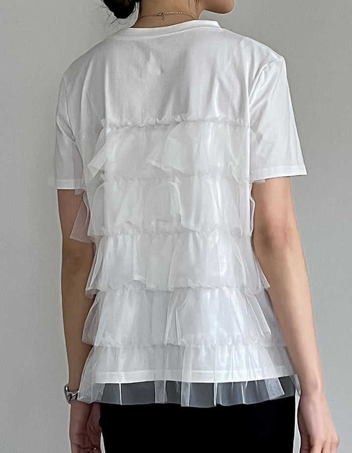 チュールティアードドッキングTシャツ トップス レディースファッション通販 リエディ