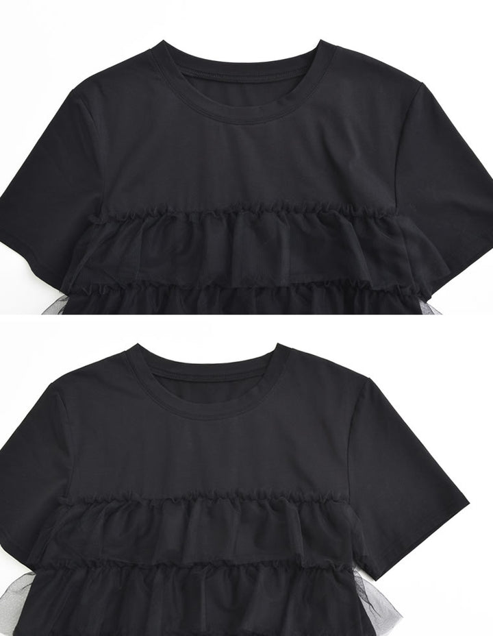 チュールティアードドッキングTシャツ トップス レディースファッション通販 リエディ