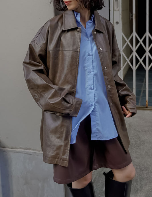 【TIME SALE 30%OFF】ミドル丈フェイクレザージャケット ジャケット/アウター 人気レディースファッション通販 リエディ