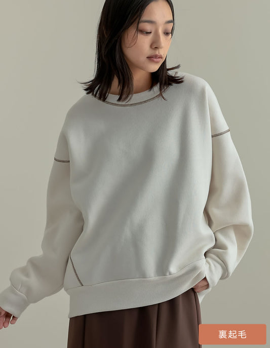 無地or配色ステッチ裏起毛スウェットプルオーバー トップス 人気レディースファッション通販 リエディ