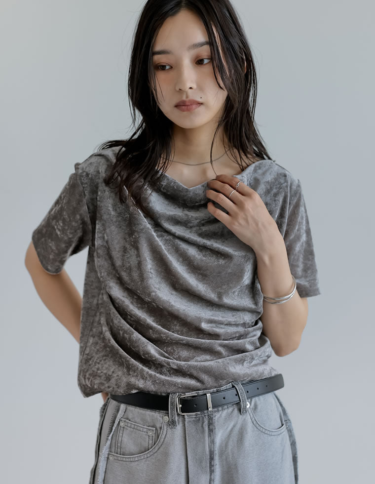 シアーフロッキードレープ半袖トップス - トップス通販 | 人気