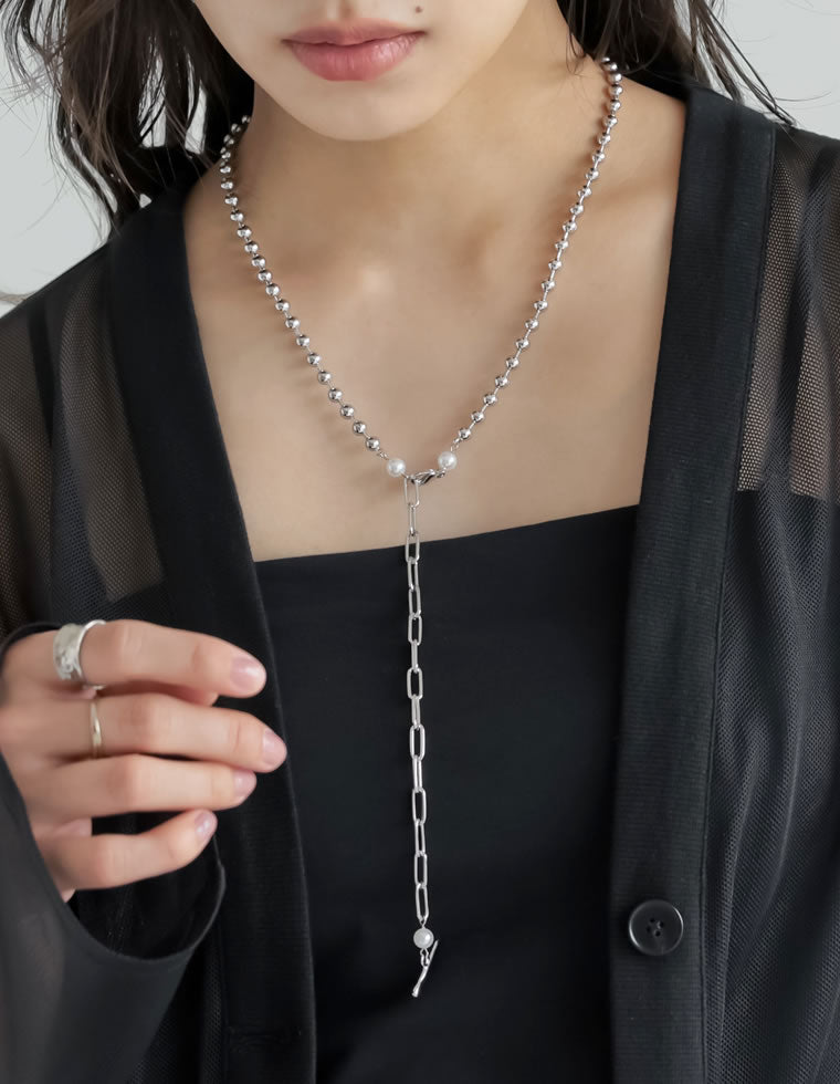 パール×チェーンコンビネックレス - アクセサリー通販 | 人気