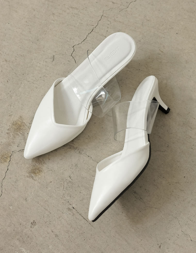 クリアベルトポインテッドトゥVカットミュール - シューズ通販 | 人気