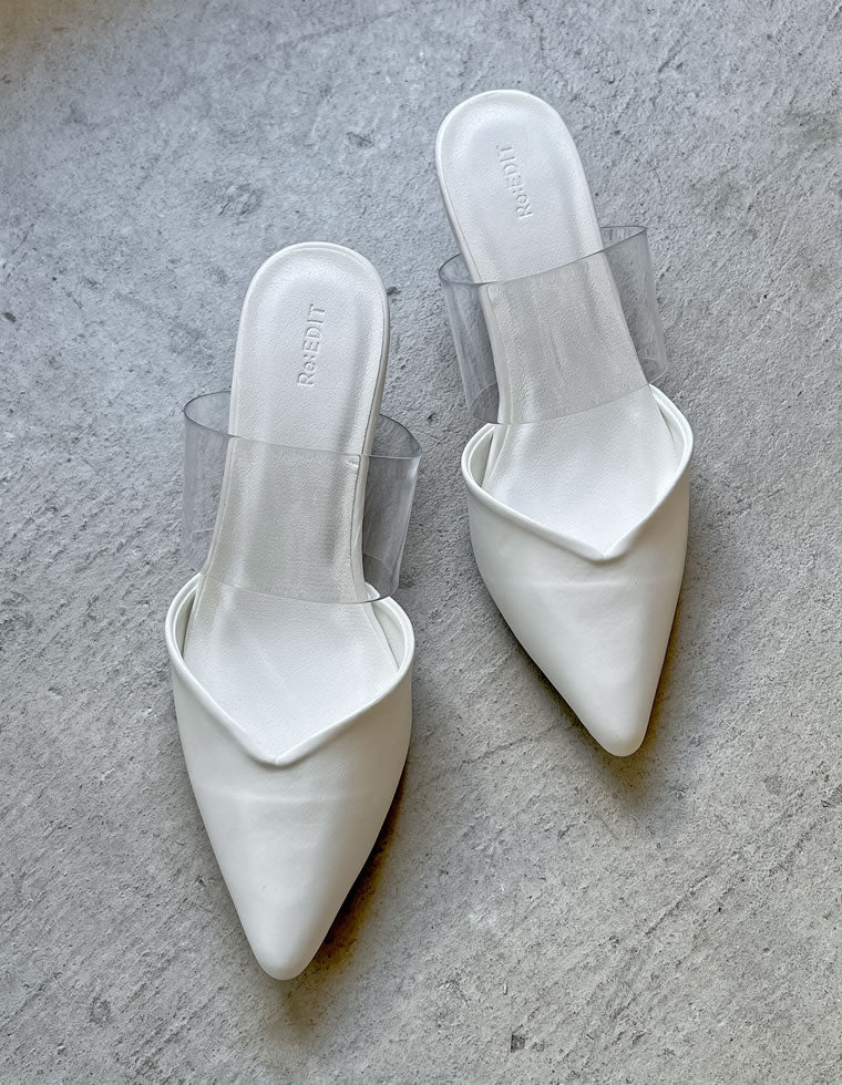 クリアベルトポインテッドトゥVカットミュール - シューズ通販 | 人気