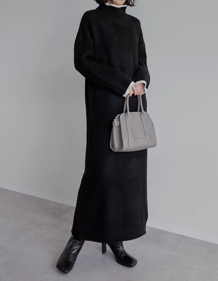 【クーポンで20%OFF￥5,998⇒￥4,798】〖クーポンコード：SH_20_2511〗[新色追加][累計販売枚数5万枚突破！][低身長サイズ有]前後2WAYハイネック指穴マキシニットワンピース