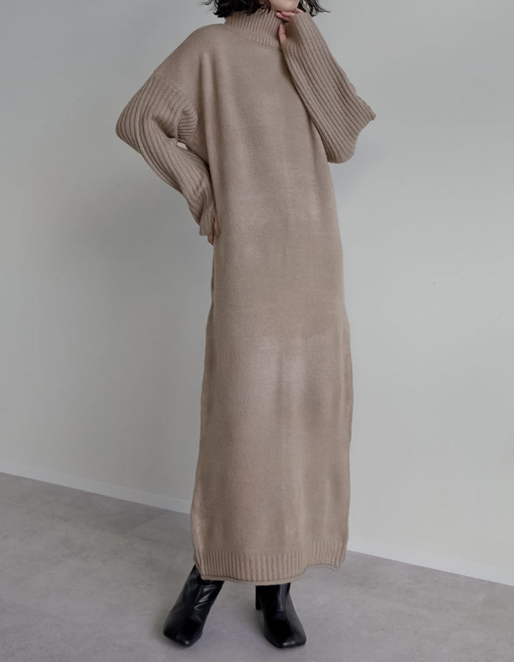 【クーポンで20%OFF￥5,998⇒￥4,798】〖クーポンコード：SH_20_2511〗[新色追加][累計販売枚数5万枚突破！][低身長サイズ有]前後2WAYハイネック指穴マキシニットワンピース