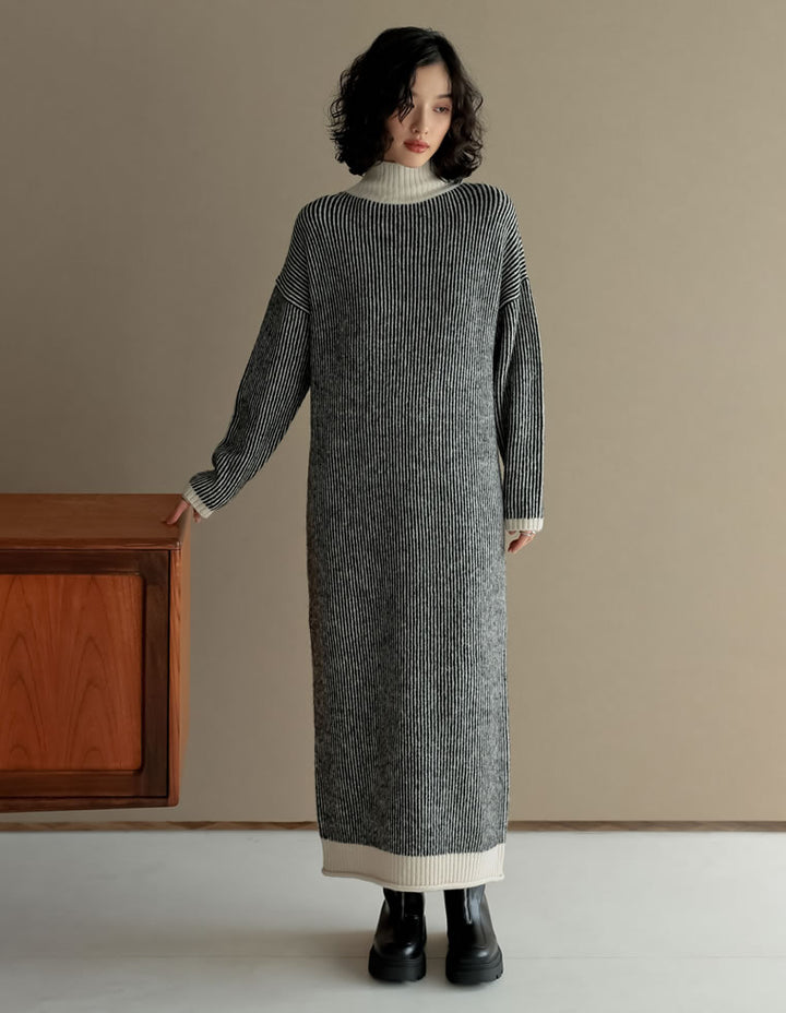 【クーポンで20%OFF￥5,998⇒￥4,798】〖クーポンコード：SH_20_2511〗[新色追加][累計販売枚数5万枚突破！][低身長サイズ有]前後2WAYハイネック指穴マキシニットワンピース