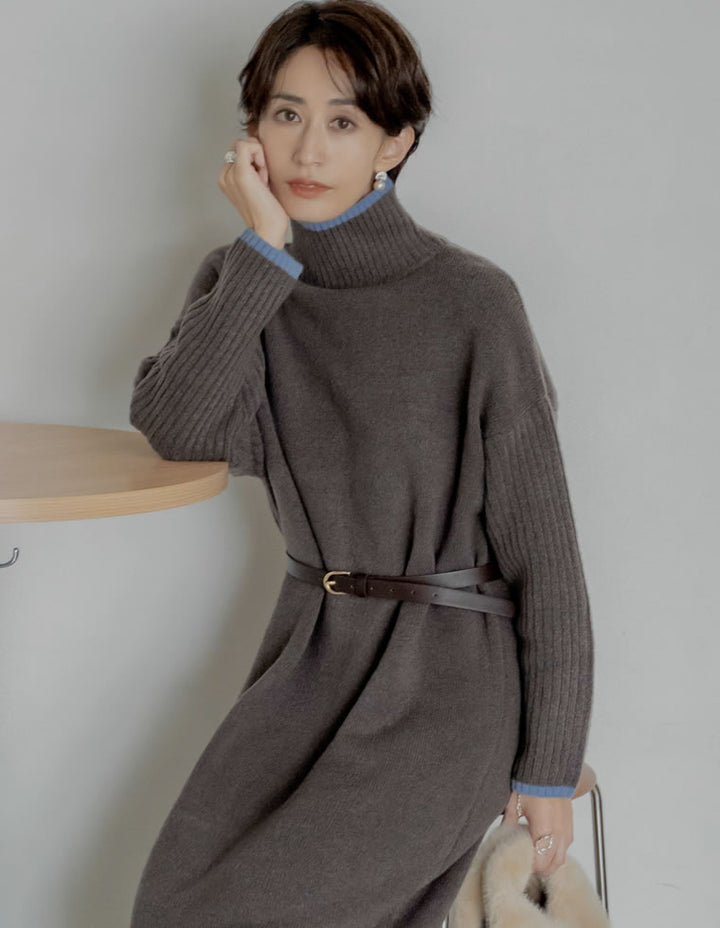 【クーポンで20%OFF￥5,998⇒￥4,798】〖クーポンコード：SH_20_2511〗[新色追加][累計販売枚数5万枚突破！][低身長サイズ有]前後2WAYハイネック指穴マキシニットワンピース