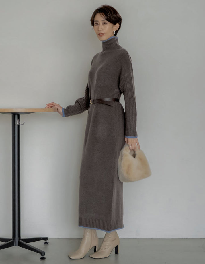 【クーポンで20%OFF￥5,998⇒￥4,798】〖クーポンコード：SH_20_2511〗[新色追加][累計販売枚数5万枚突破！][低身長サイズ有]前後2WAYハイネック指穴マキシニットワンピース