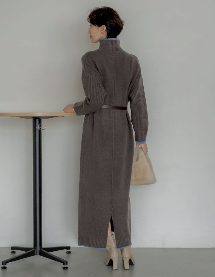 【クーポンで20%OFF￥5,998⇒￥4,798】〖クーポンコード：SH_20_2511〗[新色追加][累計販売枚数5万枚突破！][低身長サイズ有]前後2WAYハイネック指穴マキシニットワンピース