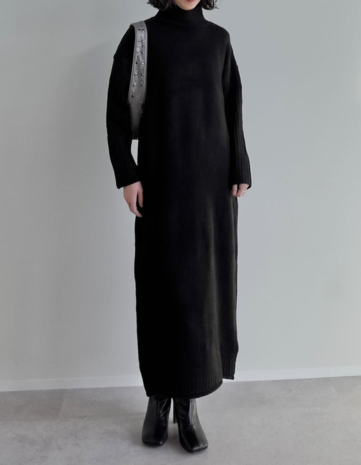 【クーポンで20%OFF￥5,998⇒￥4,798】〖クーポンコード：SH_20_2511〗[新色追加][累計販売枚数5万枚突破！][低身長サイズ有]前後2WAYハイネック指穴マキシニットワンピース