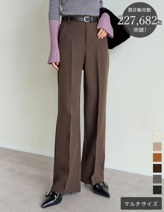 【クーポンで15%OFF ¥3,747⇒¥3,184 】〖クーポンコード：SH_15_250913〗[販売枚数22万枚突破][オフィスカジュアル][低身長/高身長/大きいサイズ有]カットツイルセンタープレスカラースラックス[mb] パンツ 人気レディースファッション通販 リエディ