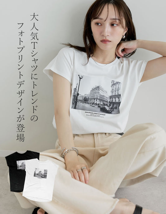 [19時緊急再販][新デザイン追加][UVカット][接触冷感][紫外線対策][累計販売枚数2.1万枚突破！]選べるフロントロゴorフォトフレンチスリーブTシャツ[mb] トップス 人気レディースファッション通販 リエディ