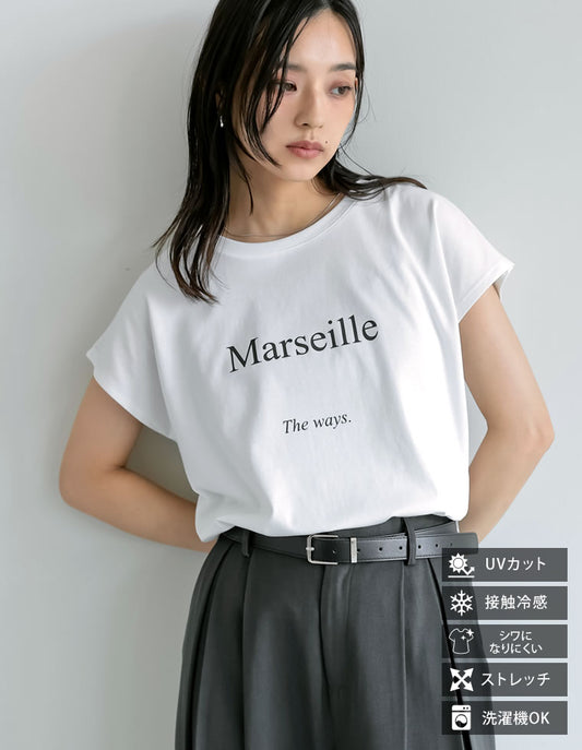 【TIME SALE 25%OFF ¥2,498⇒¥1,873】[UVカット][接触冷感][紫外線対策][累計販売枚数1.9万枚突破！]選べるフロントロゴフレンチスリーブTシャツ トップス 人気レディースファッション通販 リエディ