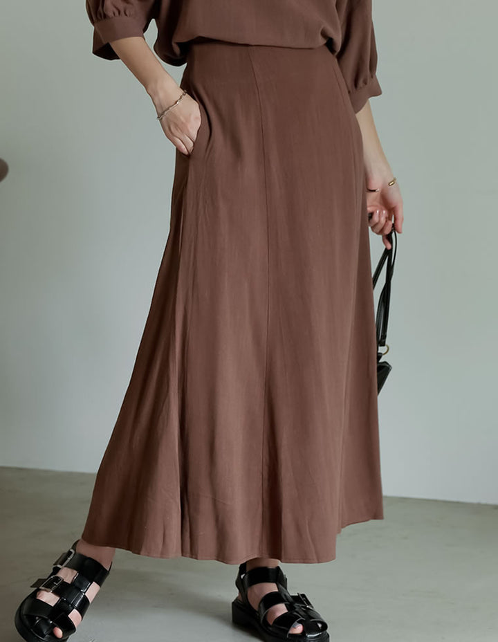 ソフトリネンロングフレアスカート スカート レディースファッション通販 リエディ