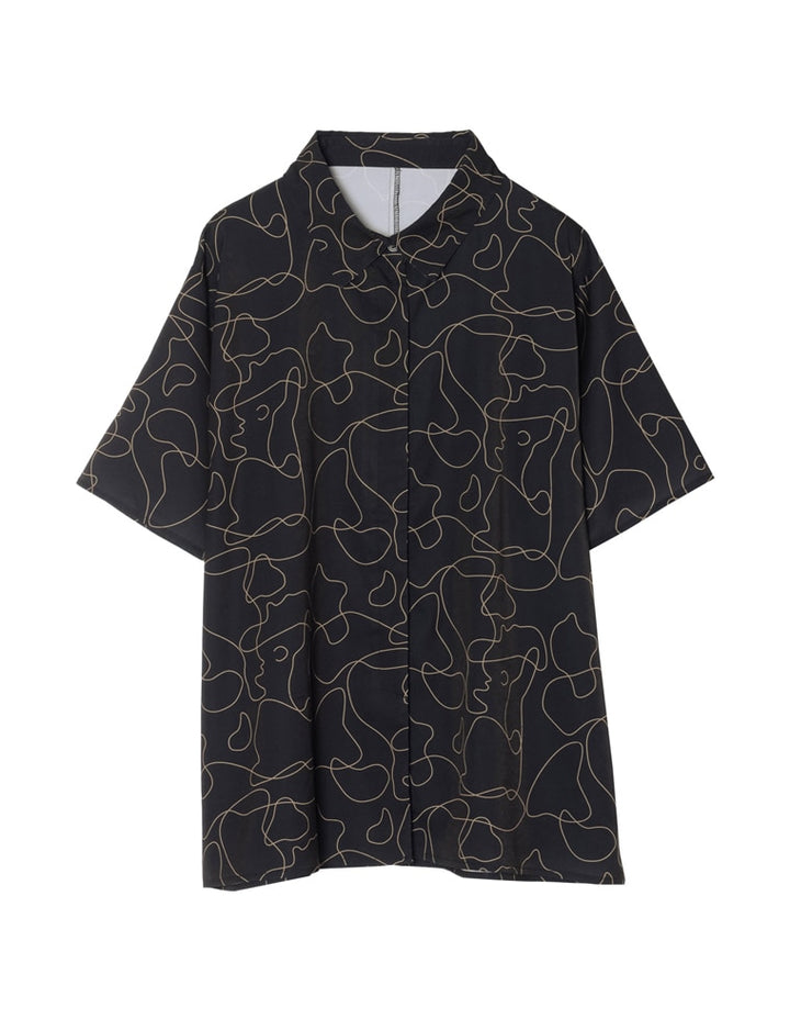 線画とろみオーバーサイズ半袖シャツ[mb] トップス レディースファッション通販 リエディ