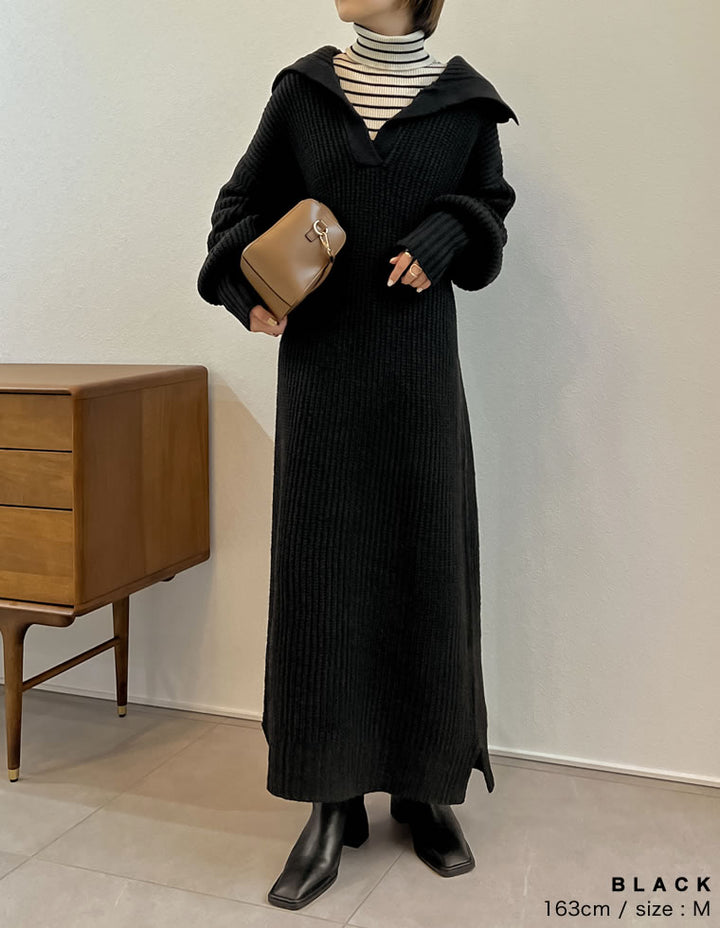 セーラーカラーリサイクルニットワンピース ワンピース レディースファッション通販 リエディ