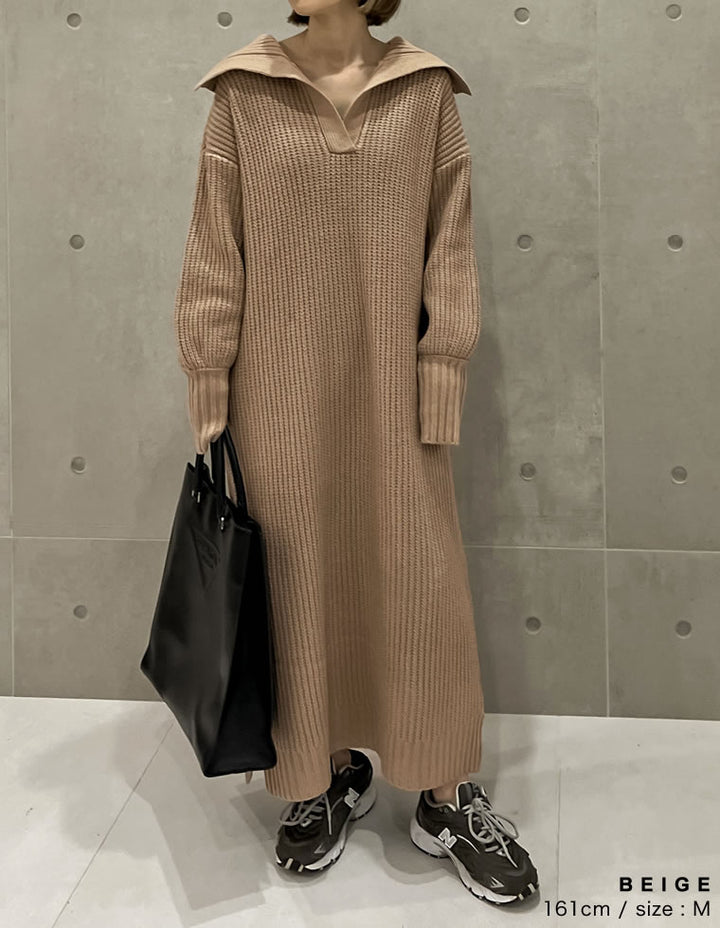 セーラーカラーリサイクルニットワンピース ワンピース レディースファッション通販 リエディ