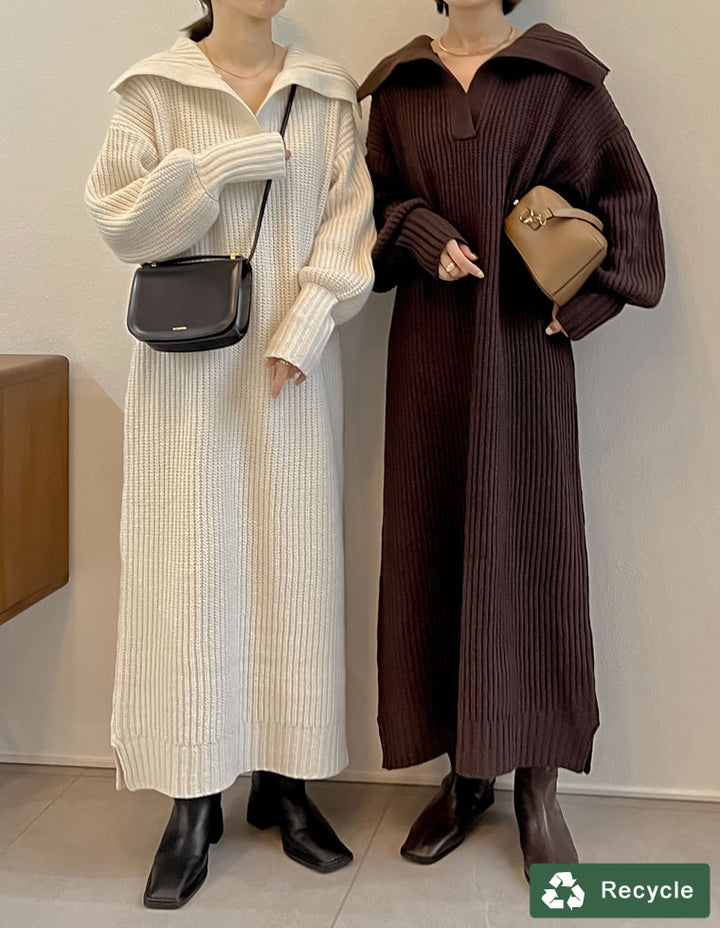 セーラーカラーリサイクルニットワンピース ワンピース レディースファッション通販 リエディ