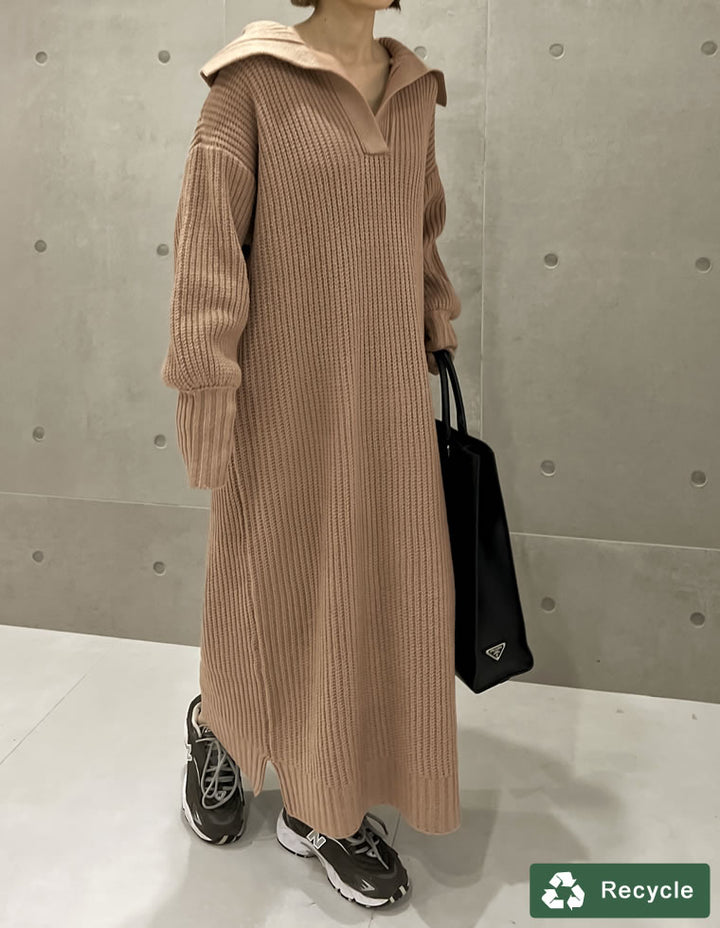 セーラーカラーリサイクルニットワンピース ワンピース レディースファッション通販 リエディ