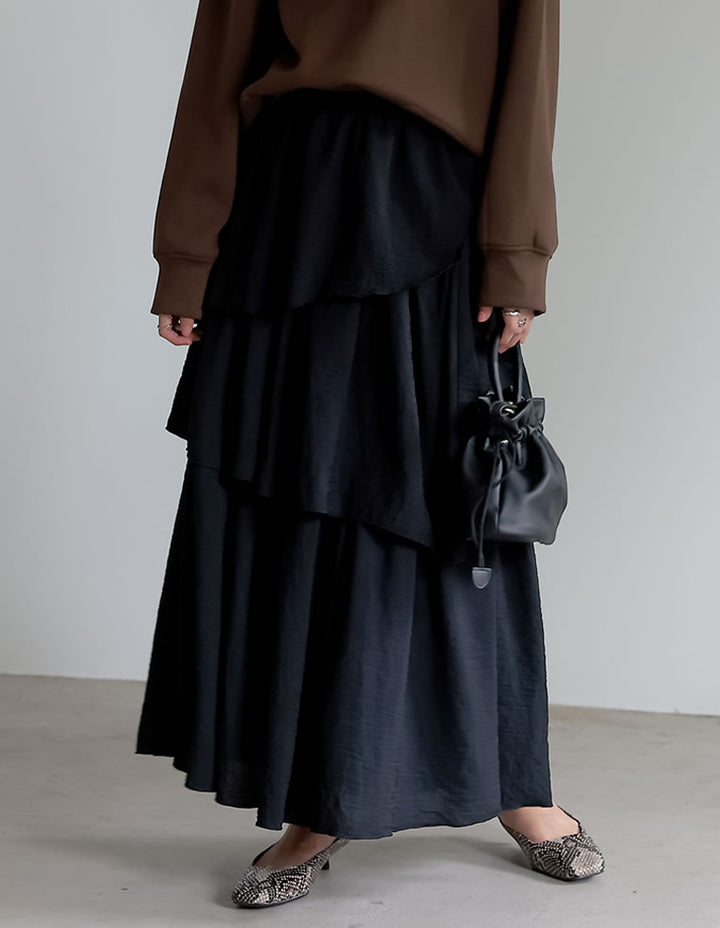 [BLACK FRIDAY SALE][低身長サイズ有]ランダムティアードマキシスカート スカート レディースファッション通販 リエディ