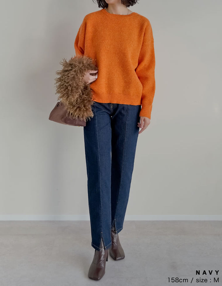 [累計販売枚数2.7万枚突破！][低身長/高身長サイズ有][サステナブル]センタースリットリサイクルデニムパンツ パンツ 人気レディースファッション通販 リエディ