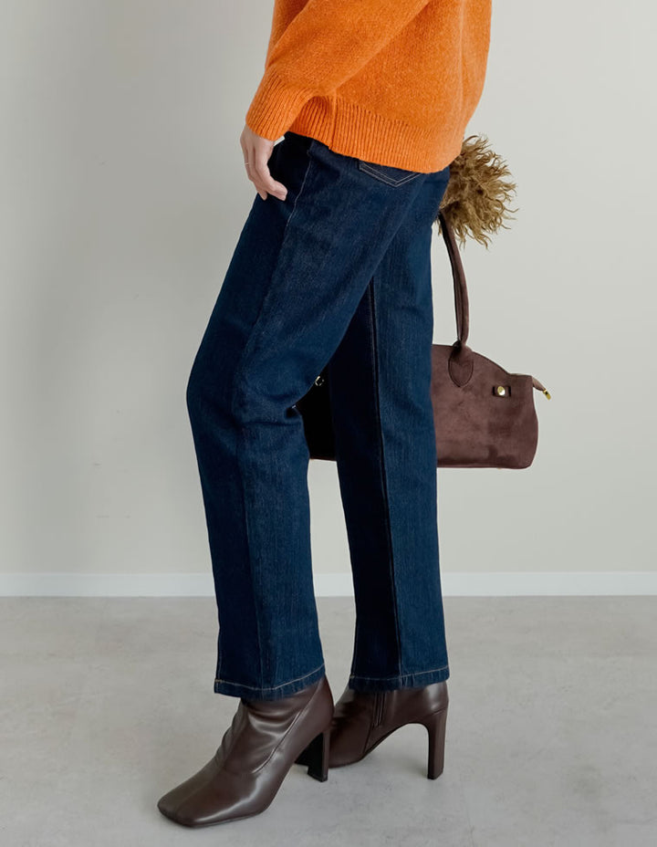 [累計販売枚数2.7万枚突破！][低身長/高身長サイズ有][サステナブル]センタースリットリサイクルデニムパンツ パンツ 人気レディースファッション通販 リエディ