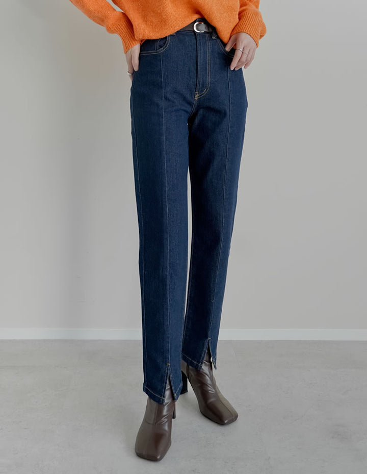 [累計販売枚数2.7万枚突破！][低身長/高身長サイズ有][サステナブル]センタースリットリサイクルデニムパンツ パンツ 人気レディースファッション通販 リエディ