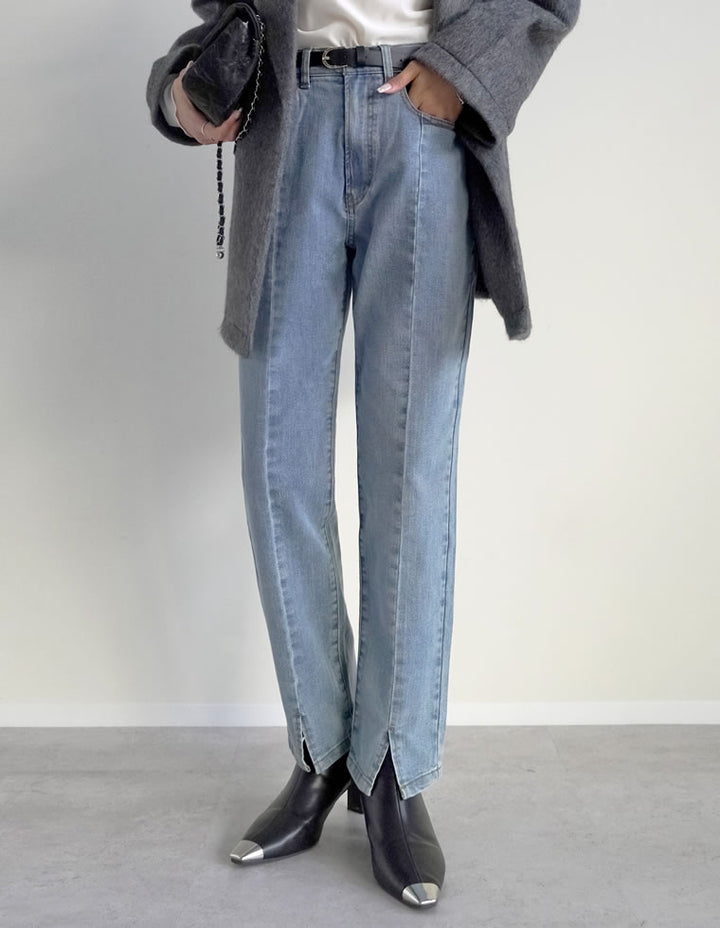 [累計販売枚数2.7万枚突破！][低身長/高身長サイズ有][サステナブル]センタースリットリサイクルデニムパンツ パンツ 人気レディースファッション通販 リエディ