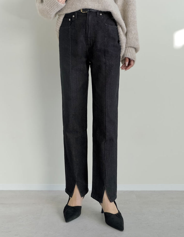 [累計販売枚数2.7万枚突破！][低身長/高身長サイズ有][サステナブル]センタースリットリサイクルデニムパンツ パンツ 人気レディースファッション通販 リエディ