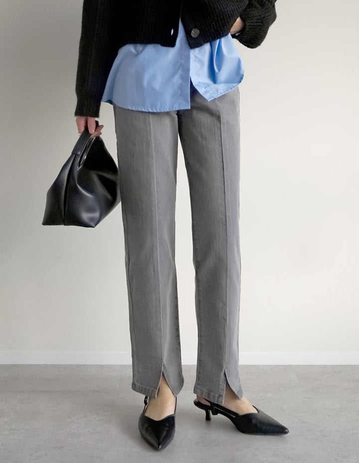 [累計販売枚数2.7万枚突破！][低身長/高身長サイズ有][サステナブル]センタースリットリサイクルデニムパンツ パンツ 人気レディースファッション通販 リエディ