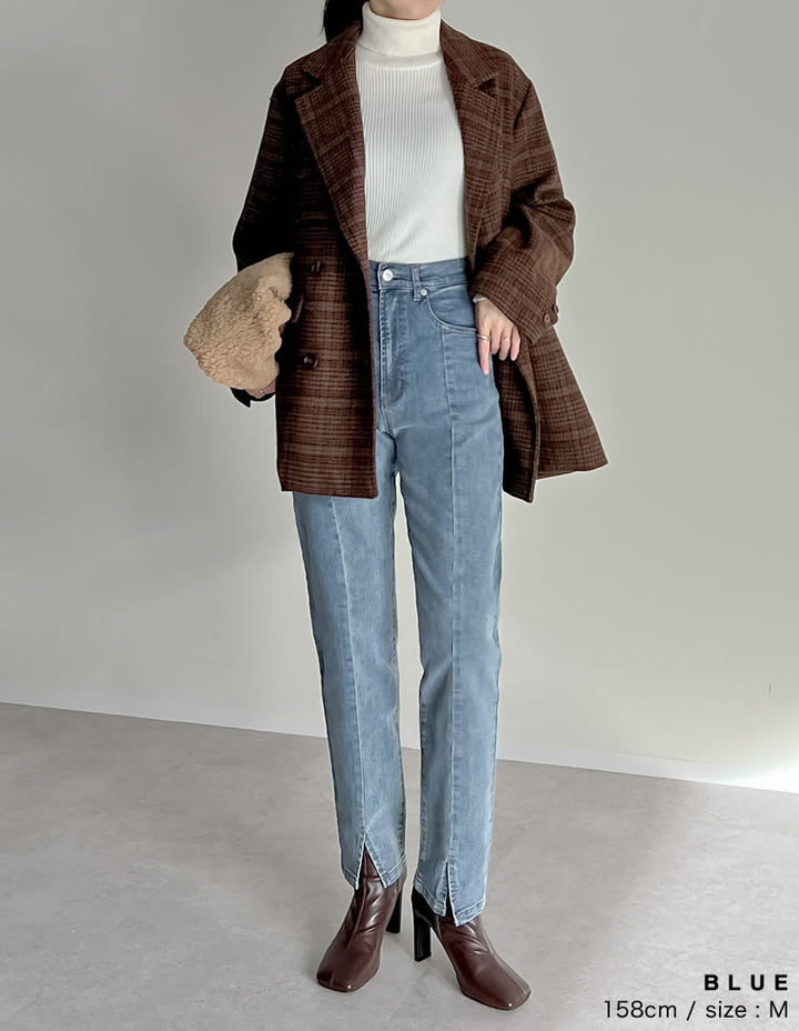 [累計販売枚数2.7万枚突破！][低身長/高身長サイズ有][サステナブル]センタースリットリサイクルデニムパンツ パンツ 人気レディースファッション通販 リエディ