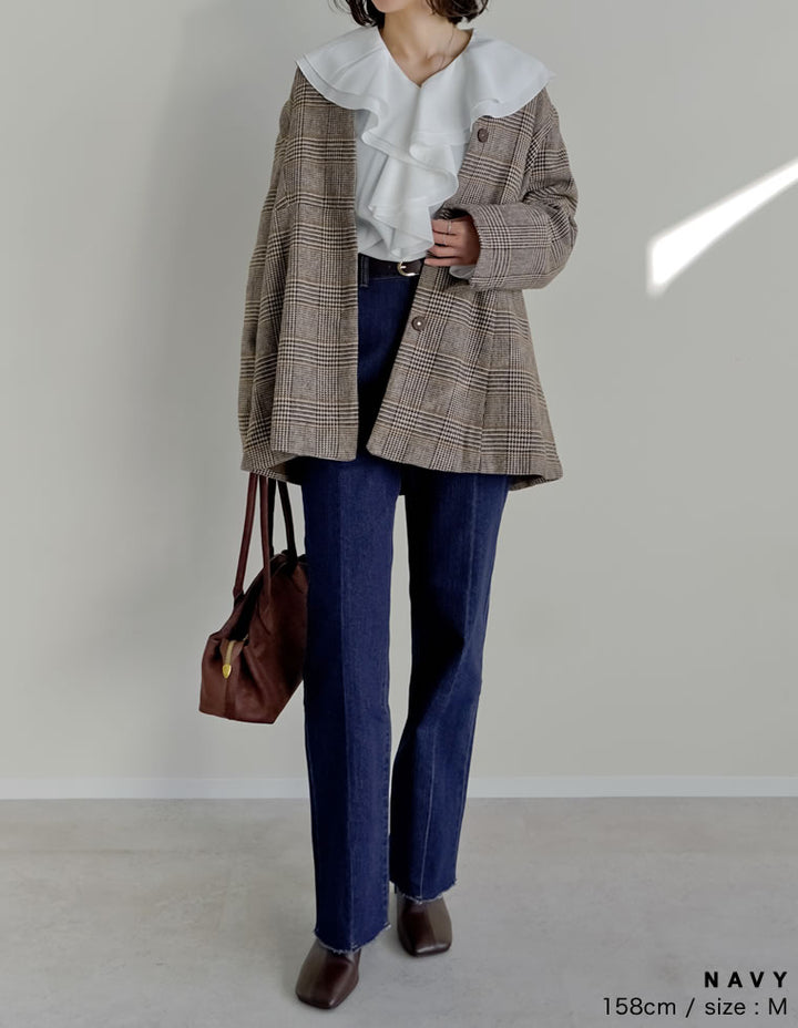 [低身長/高身長サイズ有][サステナブル]バックベンツストレートリサイクルデニム パンツ 人気レディースファッション通販 リエディ