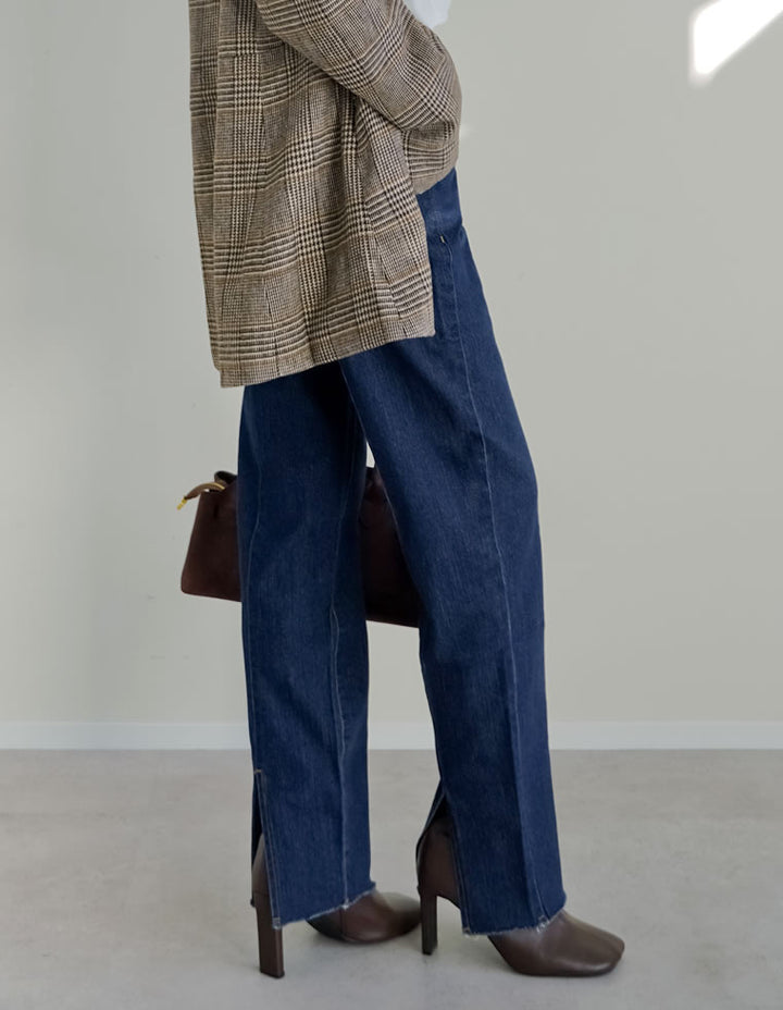 [低身長/高身長サイズ有][サステナブル]バックベンツストレートリサイクルデニム パンツ 人気レディースファッション通販 リエディ