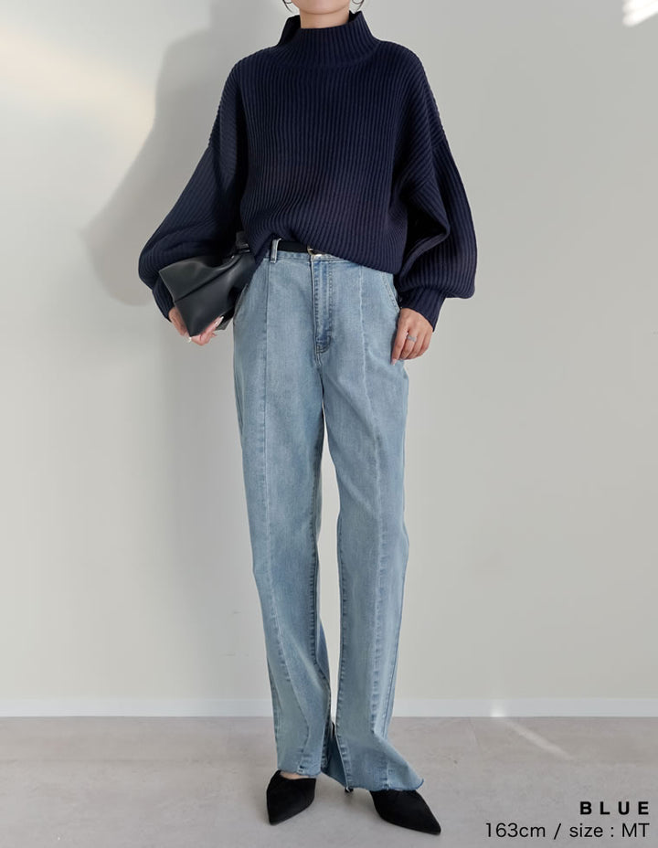 [低身長/高身長サイズ有][サステナブル]バックベンツストレートリサイクルデニム パンツ 人気レディースファッション通販 リエディ