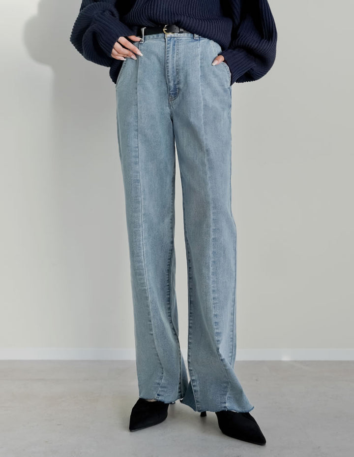 [低身長/高身長サイズ有][サステナブル]バックベンツストレートリサイクルデニム パンツ 人気レディースファッション通販 リエディ