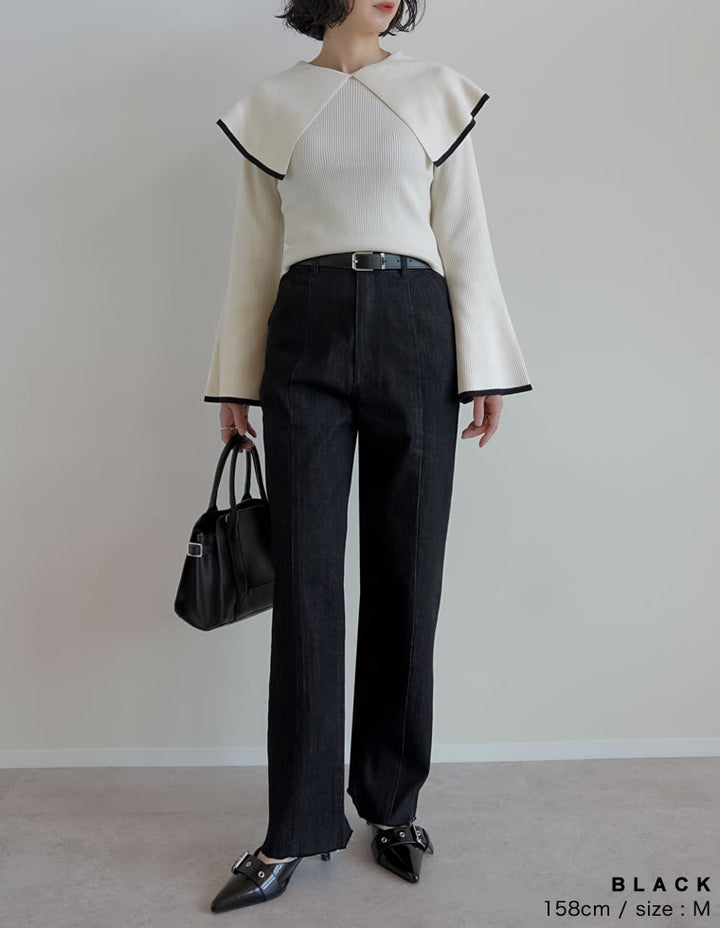 [低身長/高身長サイズ有][サステナブル]バックベンツストレートリサイクルデニム パンツ 人気レディースファッション通販 リエディ