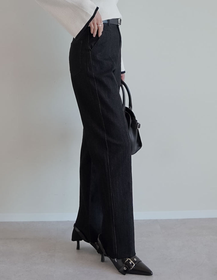 [低身長/高身長サイズ有][サステナブル]バックベンツストレートリサイクルデニム パンツ 人気レディースファッション通販 リエディ