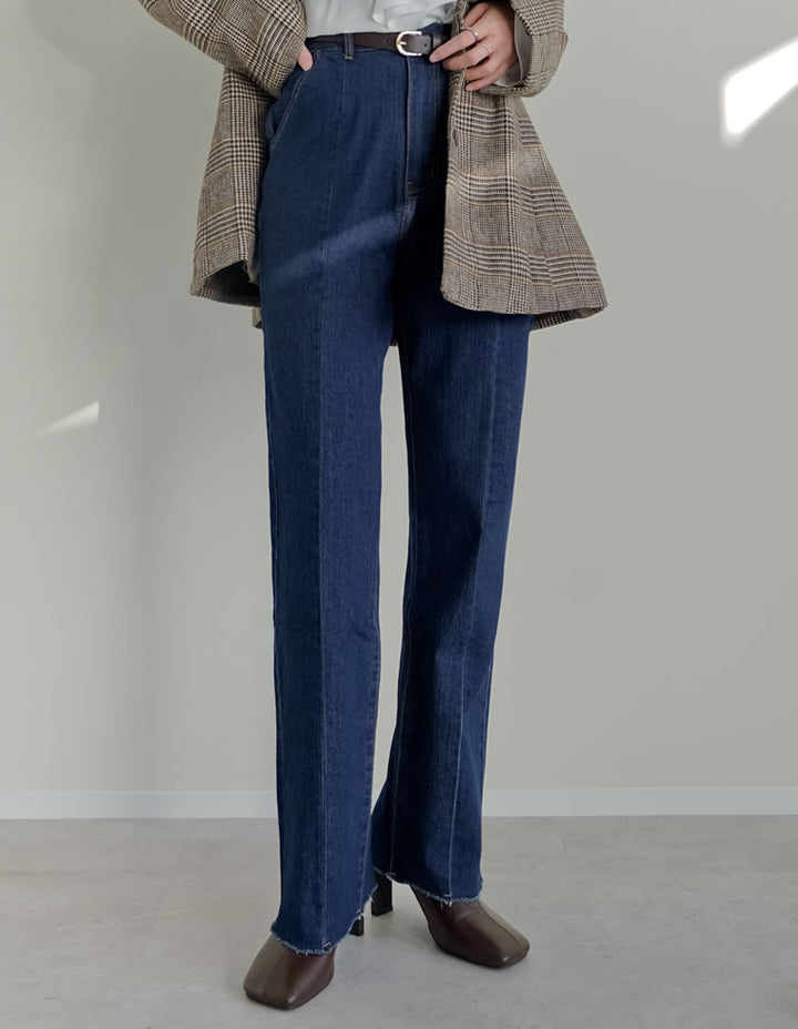 [低身長/高身長サイズ有][サステナブル]バックベンツストレートリサイクルデニム パンツ 人気レディースファッション通販 リエディ