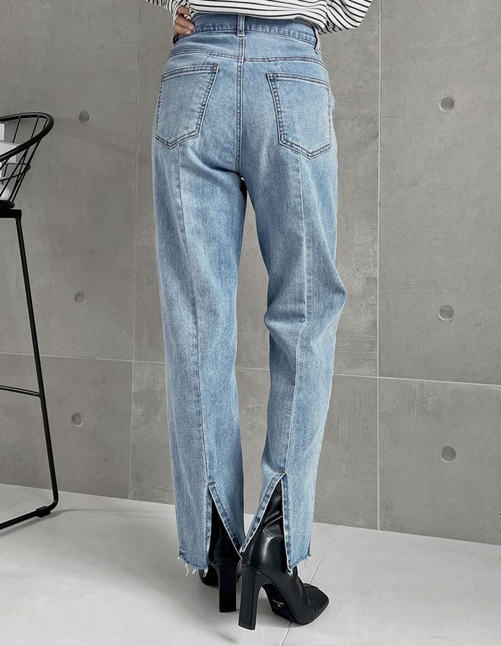 [低身長/高身長サイズ有][サステナブル]バックベンツストレートリサイクルデニム パンツ 人気レディースファッション通販 リエディ